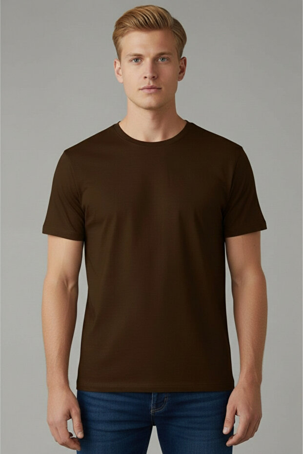 Men'S/Unisex 100% Cotton Thick Textured Basic Regular Fit Crew Neck T-Shirt - T-Shirt