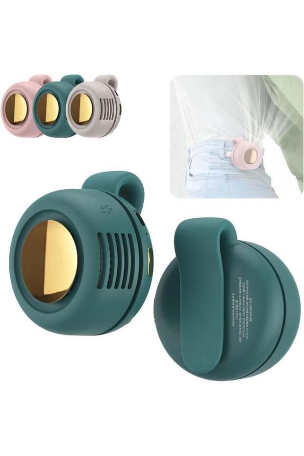 Portable Mini Bladeless Hold Fan Silent 3 Mode Adjustable Waist Fan for Outdoor Travel Office Green