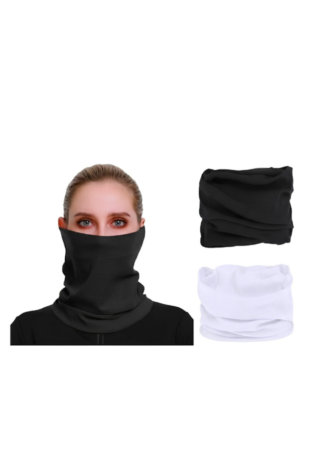 Pack of 2 Black and White Multi-Purpose Fan Bandanas | Flexible, Breathable, Sweat-Free Neck Gaiter & Headband