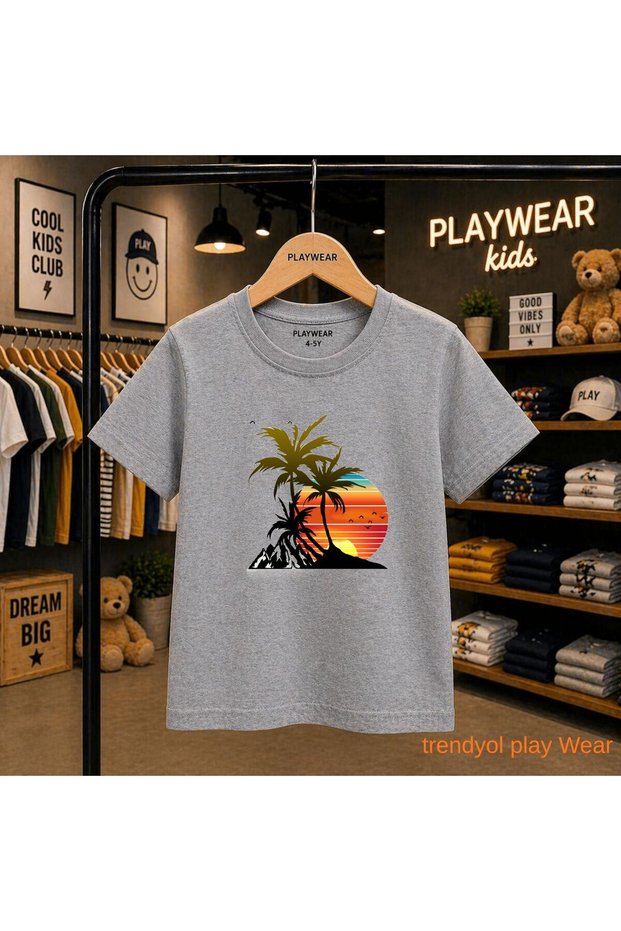 2026 Palmiye New Season Printed 100% Children's Unisex T-Shirt 5 6 -7 8-9 10 -11 12 Years Old