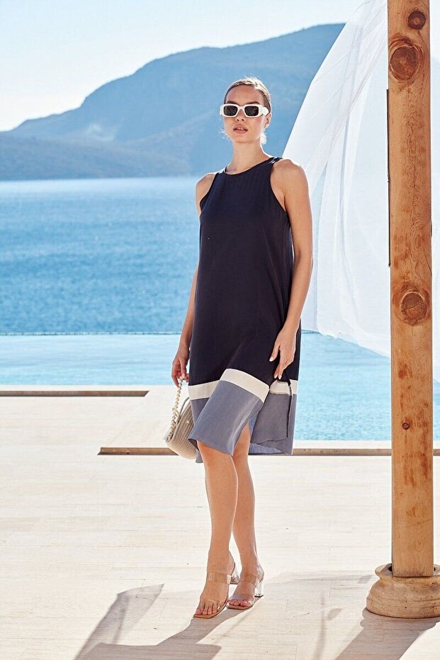 Sleeveless Midi Dress Cossybyaqua 26780-46 - Dark Blue