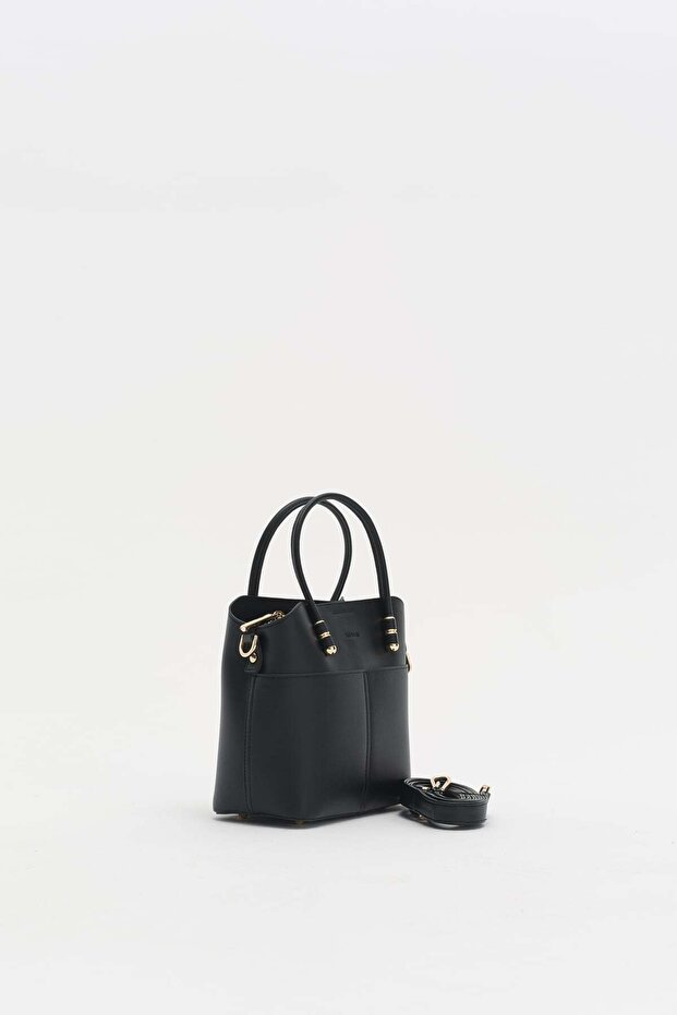 Zippered satchel bag black