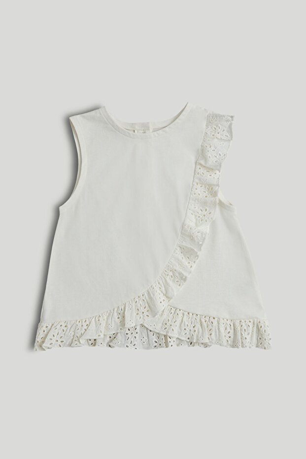 Cream Broderie Frill Blouse