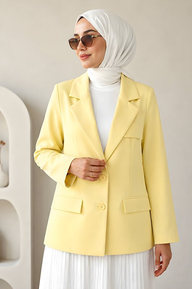 Yellow Lined Blazer Jacket - 1