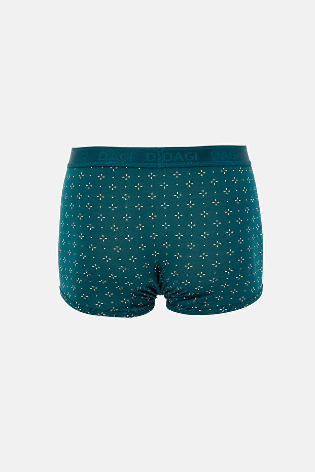 Petrol Green Patterned Micro Modal Boxer - 3