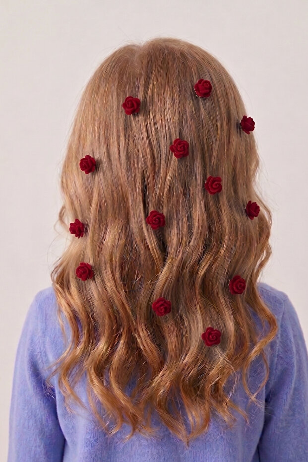 Girl's 10-Piece Hair Earring Set with Rose Figures
