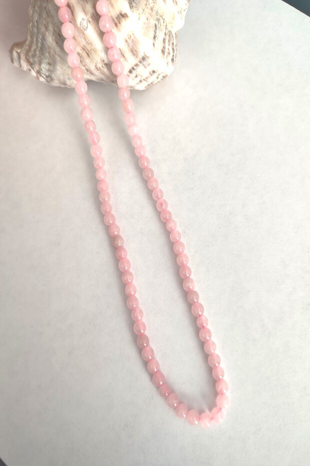 Certified 4 mm Pink Quartz Natural Stone Necklace