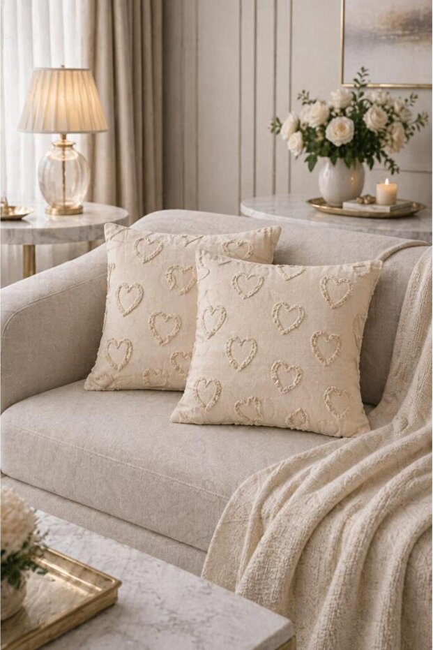 Pure Love Cotton 2-Piece Throw Pillow Cover Beige