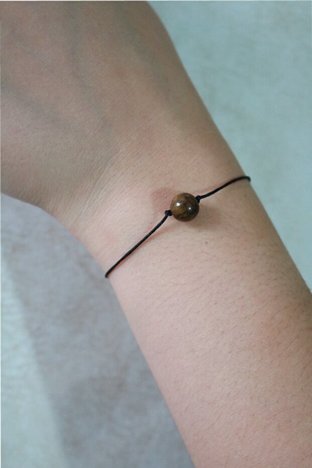 Tiger Eye Stone Scorpio Zodiac Stone Bracelet Natural Stone Macrame Rope