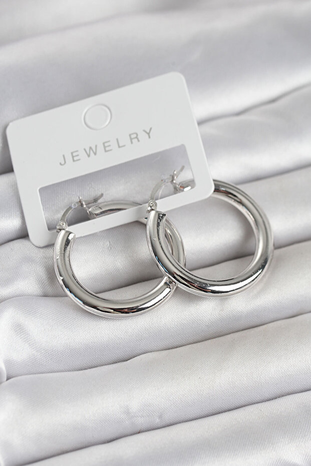 Silver Color Brass Hoop 30 mm Women's Earrings - Ebj260509W42037