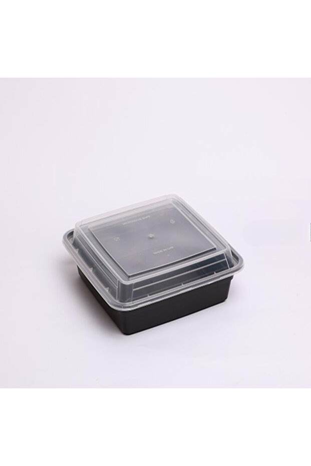 RE48 Disposable Black Base Rectangular Plastic Microwave Containers - 1