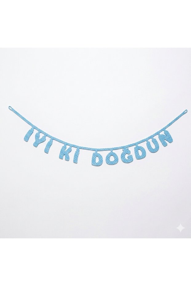 Blue Polka Dotted Happy Birthday Felt Lettering