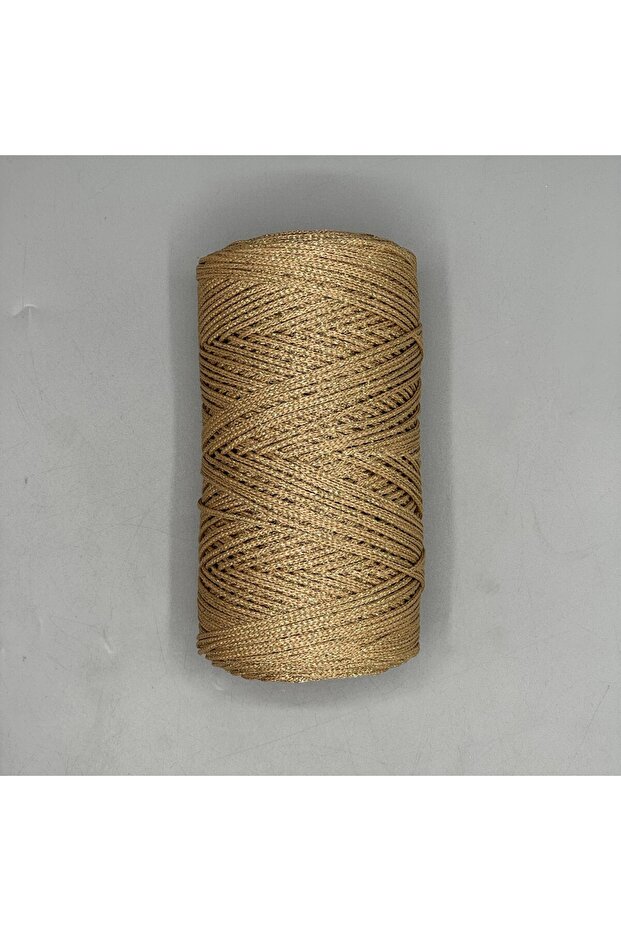 Silvery Polyester Macrame Cord (200 Gr.) - Honey Foam