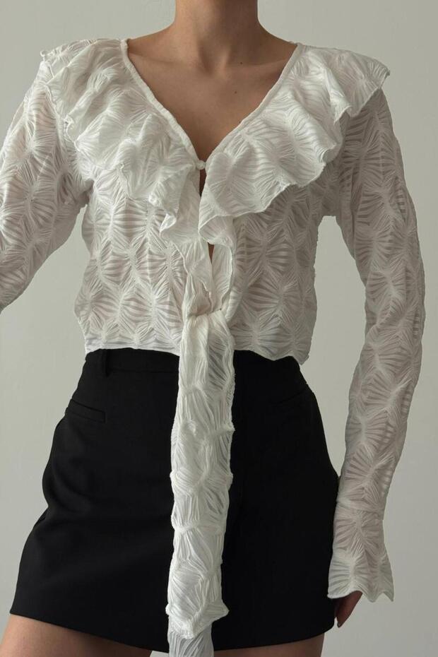 Quzu 26Yblz01631 Wrinkled Women's Blouse