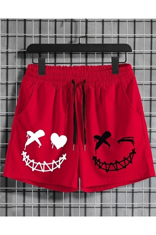 New Season Smiling Face Printed Double Pocket 2 Yarn Summer Boys' Bermuda Shorts