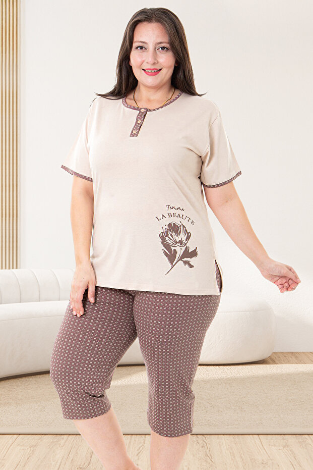 Plus Size Cotton Bermuda Women's Pajamas Set