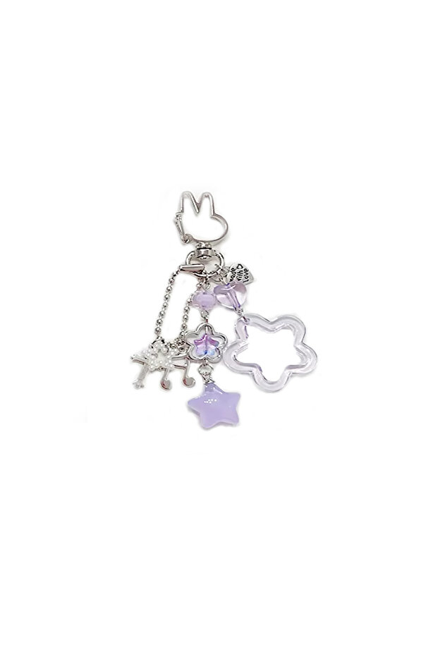 purple Creative Handmade Bunny Keychain Coquettish Star Keychain 1pcs