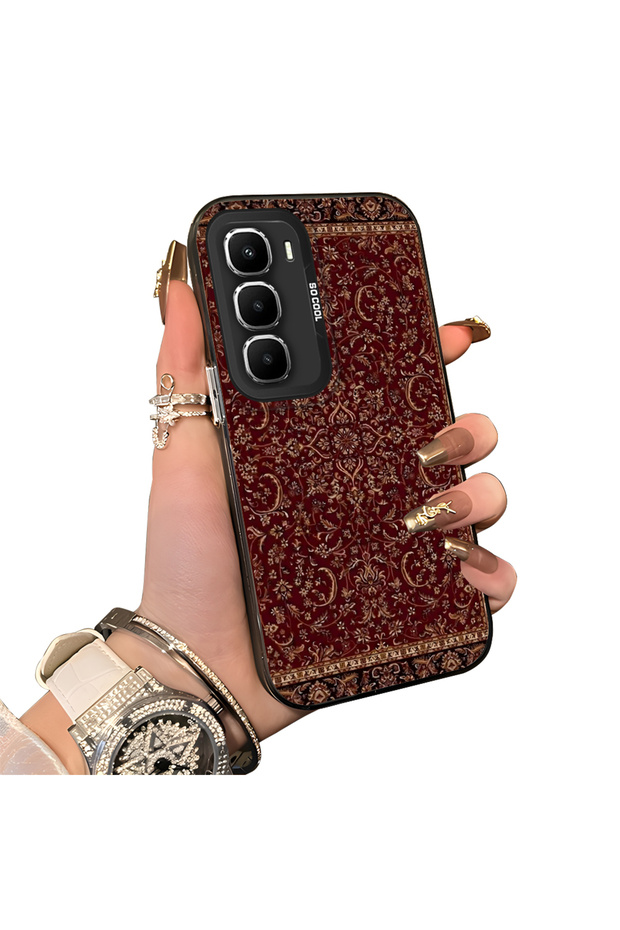 Infinix Hot 60 5g Compatible Silicone Edge Hard Back Anti-Fall Phone Case with Persian Pattern