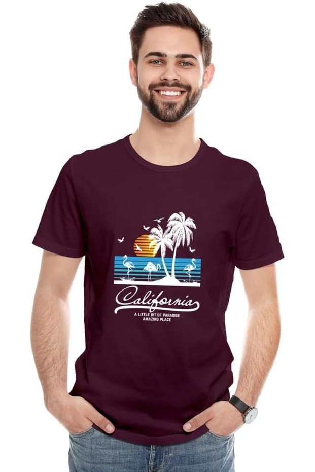 Unisex Printed Design T-Shirt (California)| Round Neck Regular Fit T-shirt
