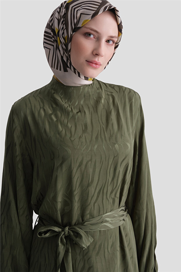 Rochie Jacquard Kaki - 4