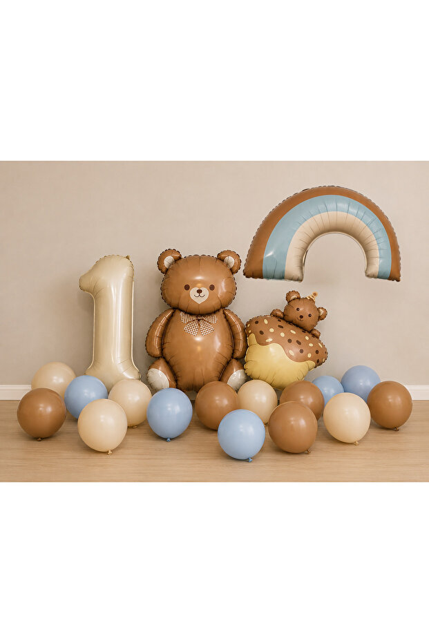 Soft Party 1 Year Old Teddy Bear Balloon Set