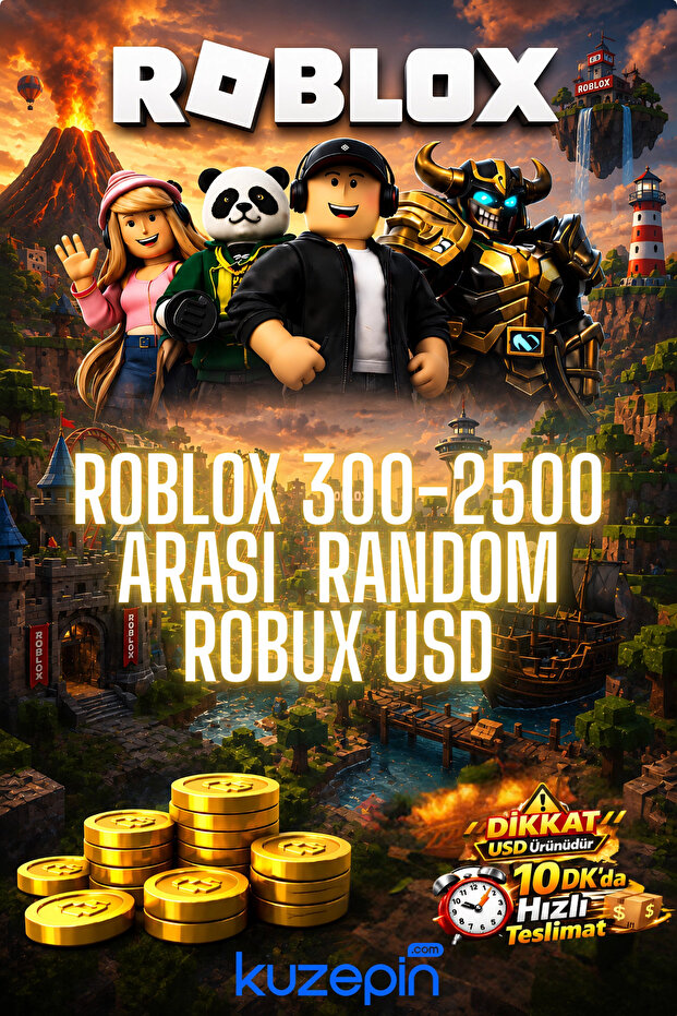 kuzepin Roblox 300-2500 Arası Random Robux USD