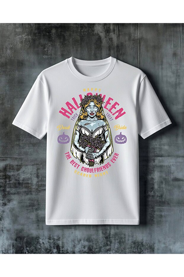 Happy Halloween Dead Bride Printed Oversize T-Shirt