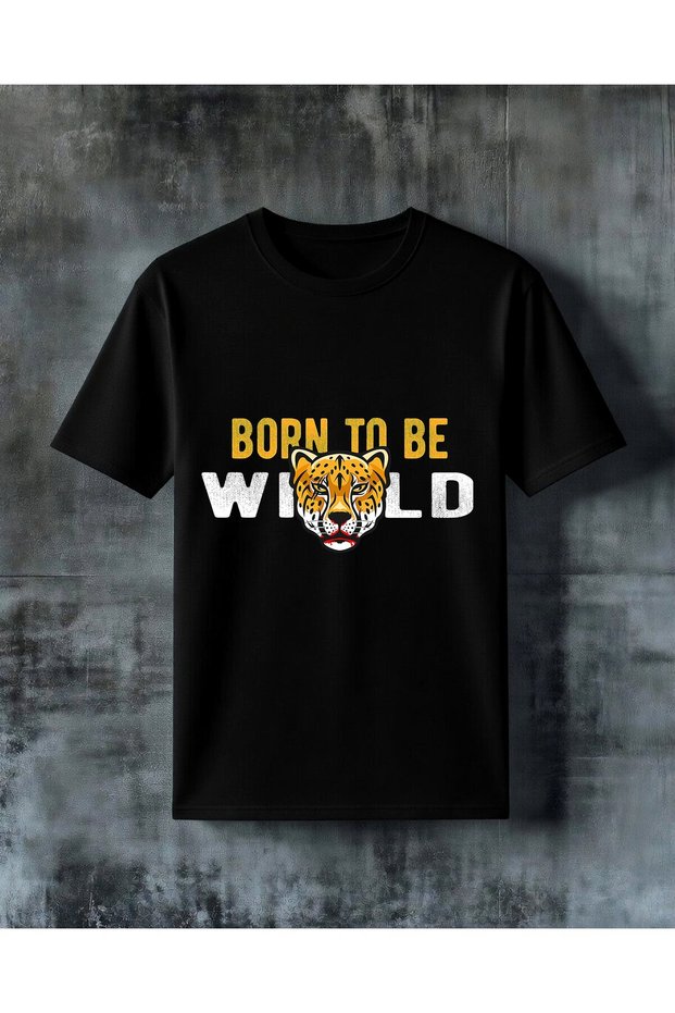 Born to Be Leopard Printed Oversize T-Shirt