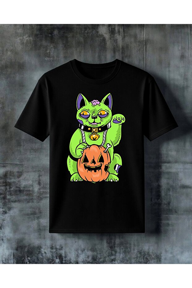 Maneki Neko Halloween Printed Oversize T-Shirt