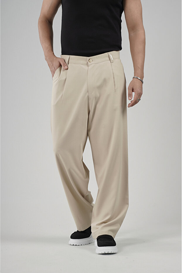 Pile Detailed Baggy Fit Men's Trousers