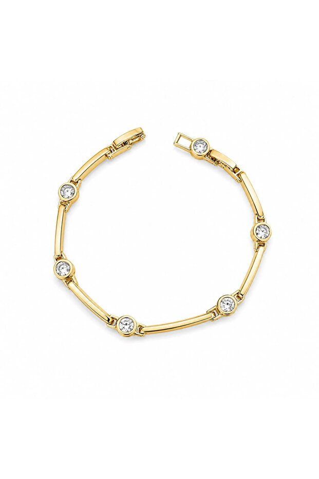Special Series Round Stone Detailed Gold Bracelet