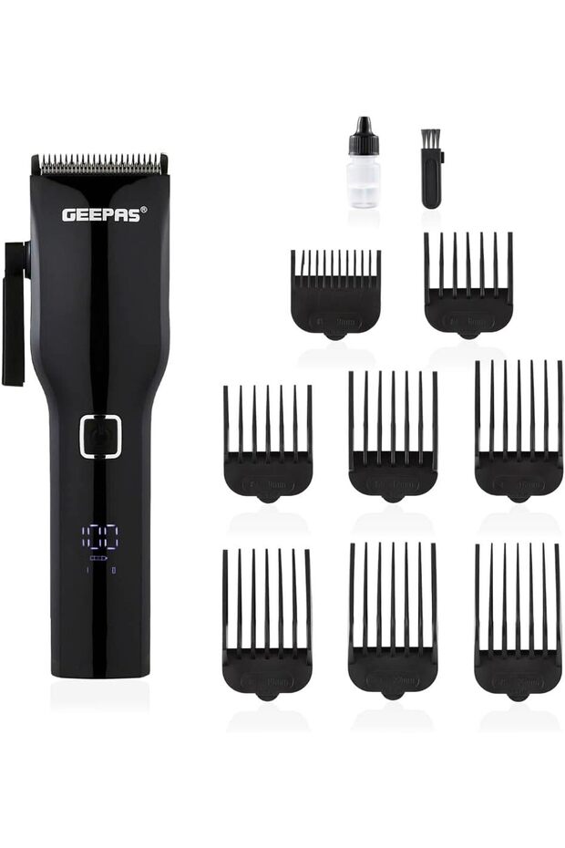 Digital Professional Hair Clipper, Trimmer for Men, GTR56046 | 8 Combs Men Beard Mustache Edger with LED Display | Rechargeable Haircut Kit with Steel Blade