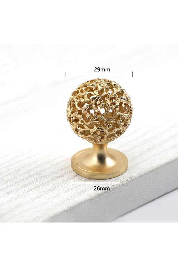 Gold hollow 1 Piece of Exquisite Metal Hollow Ball Knob, Polished Zinc Alloy Drawer Handle, Suitable