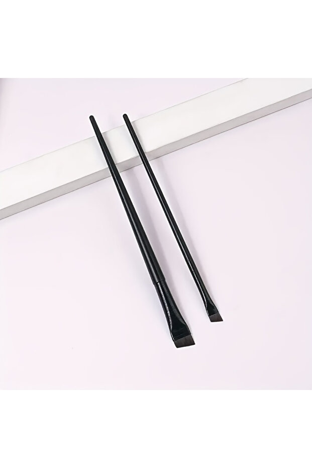 Black 2pcs 2pcs/set Brow Contour Brush Eyebrow Eyeliner Brush Portable Small Angled Eyebrow Liner Br