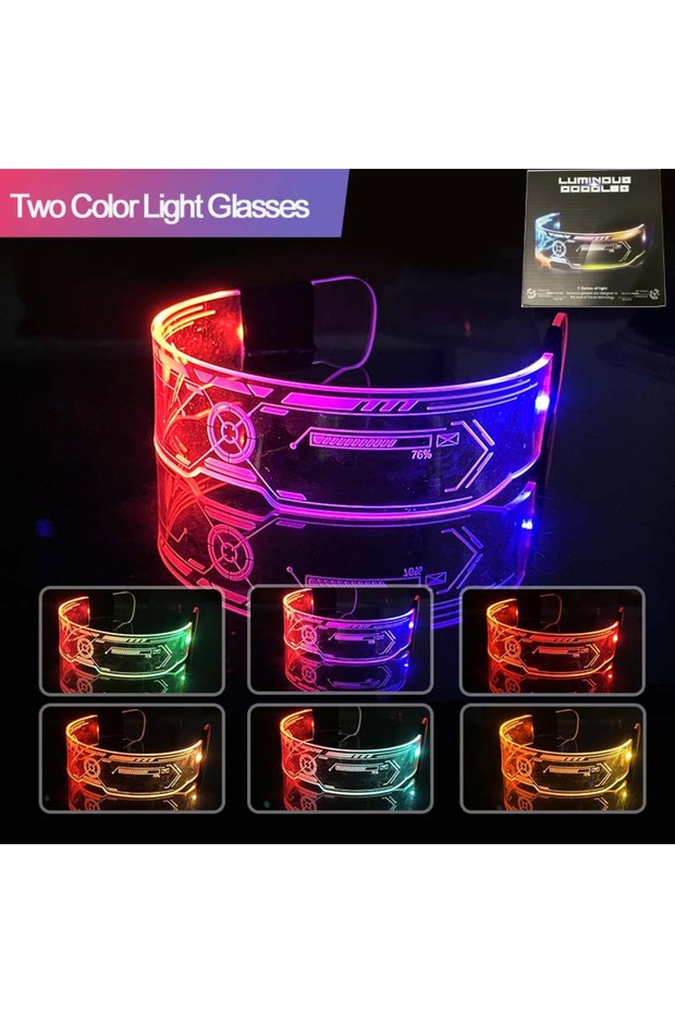 Double Color Glasses 7 Colors Glowing Luminous LED Flashing Glasses Acrylic Light Neon Light Party G