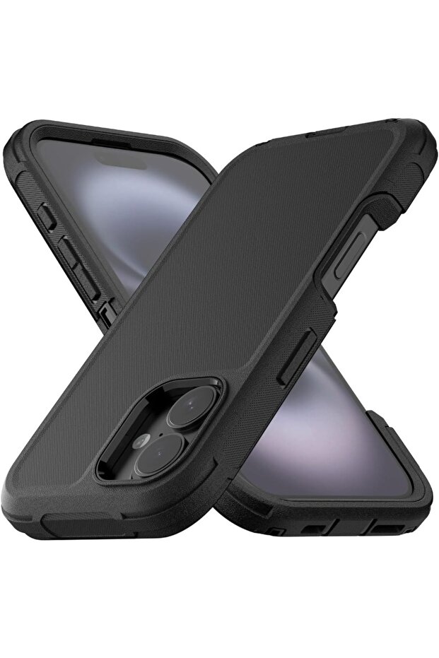 حافظات حماية صلبة كاملة للجسم من درجة Armor باللون الأسود لهاتف iPhone 17 Air و 16E و 16 Pro Max المتين