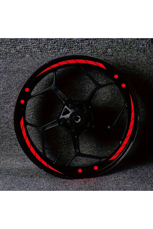 Length59.4CM LGE-Red 12 Stripe+24 Polka Dot Motorcycle Wheel Hub Stickers for 18-20 Inch Wheels Deco