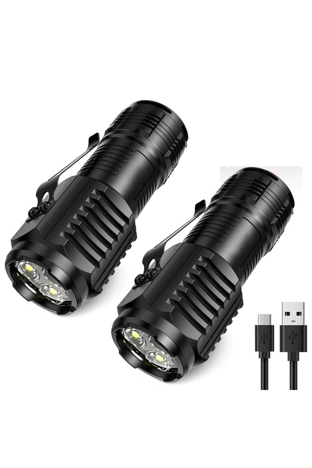Heinast 2 قطعة مصباح يدوي صغير محمول يعمل بتقنية LED، مصباح يدوي قوي للاستخدام في الهواء الطلق ومقاوم للماء للمشي لمسافات طويلة