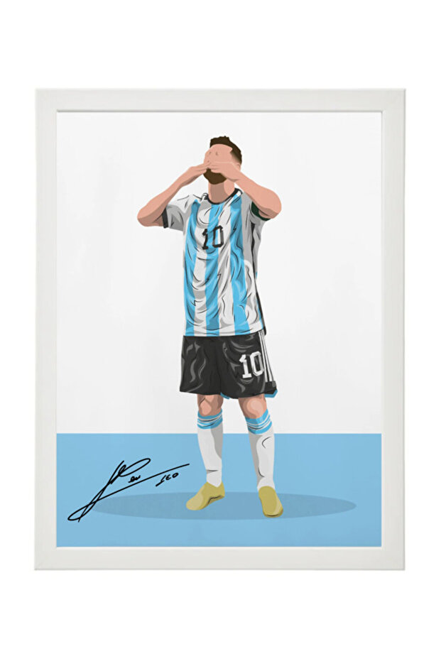 Lionel Messi Argentina Autographed Poster with Frame 30x40cm