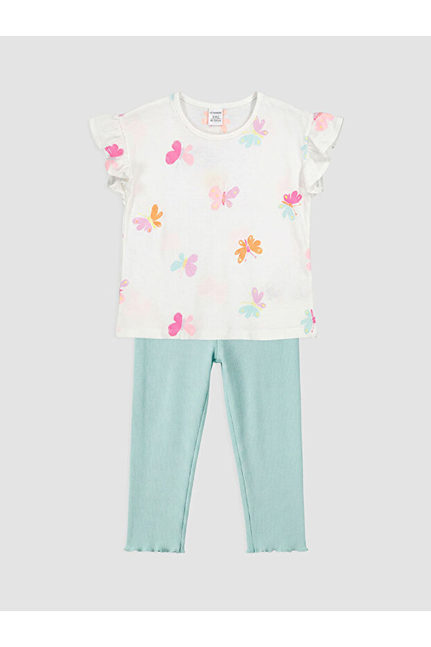 Ecru Butterfly Printed Girls' Set from Güli̇sgi̇yi̇m