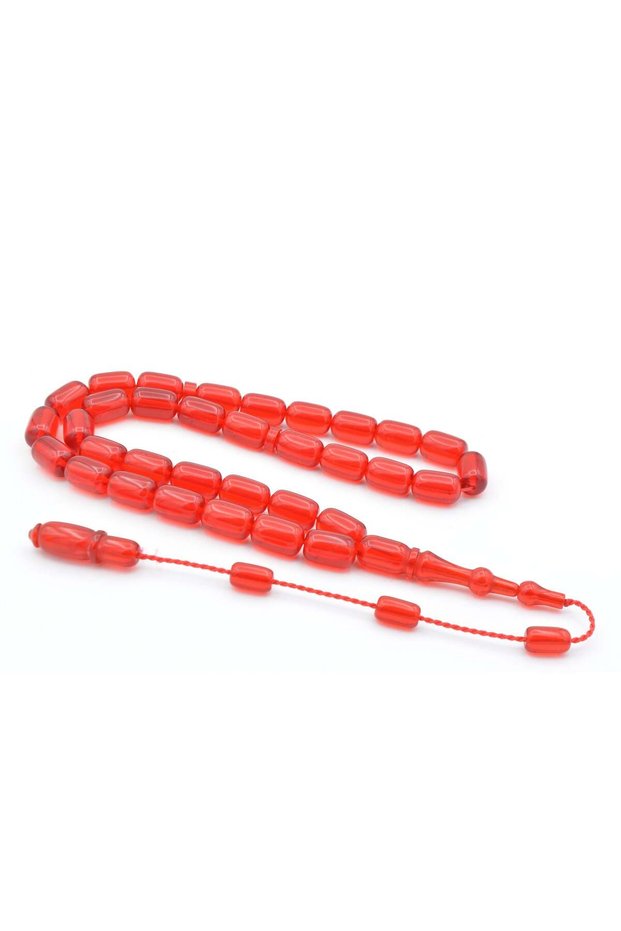Ayhan Turan Made Capsule Cut Red Crimped Amber Prayer Beads