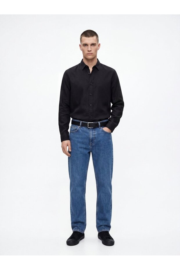 Basic Black Shirt with Front Buttons