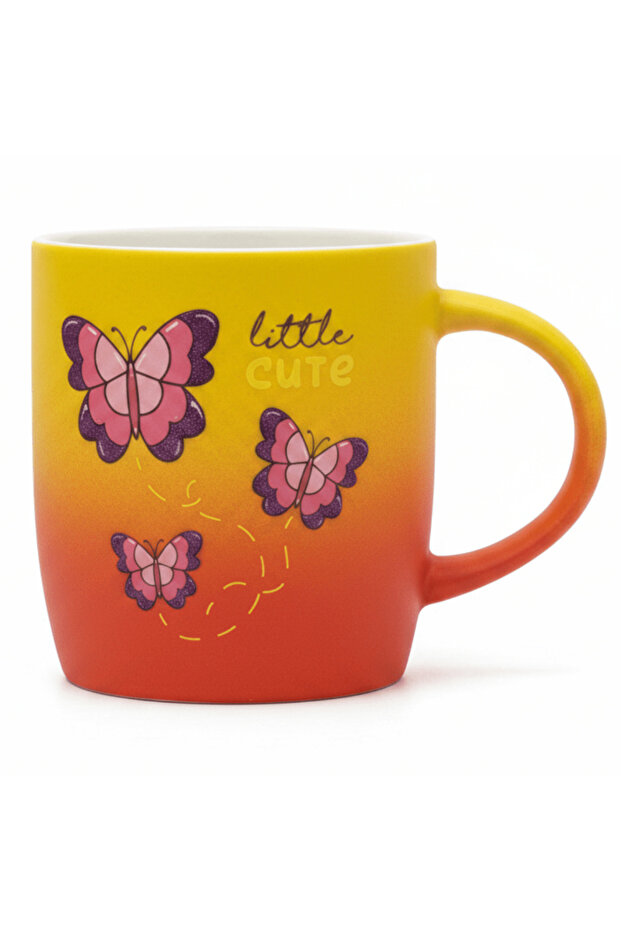 Little Cute Butterfly Ceramic Mug — Yellow & Red Gradient | 350 ml