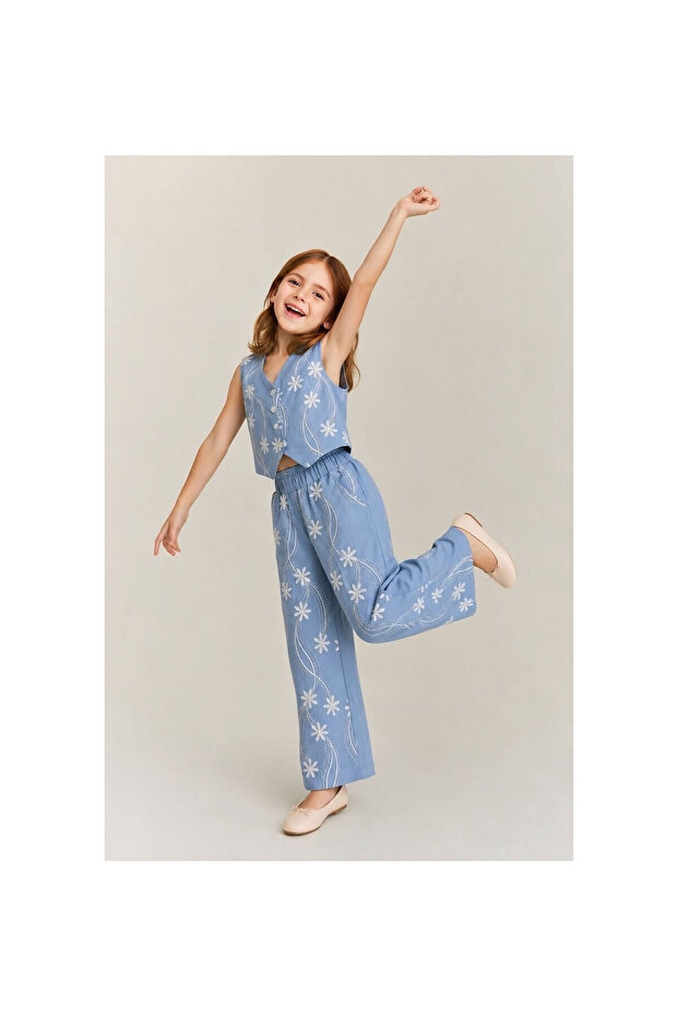 Girls' Woven Suit with Vest