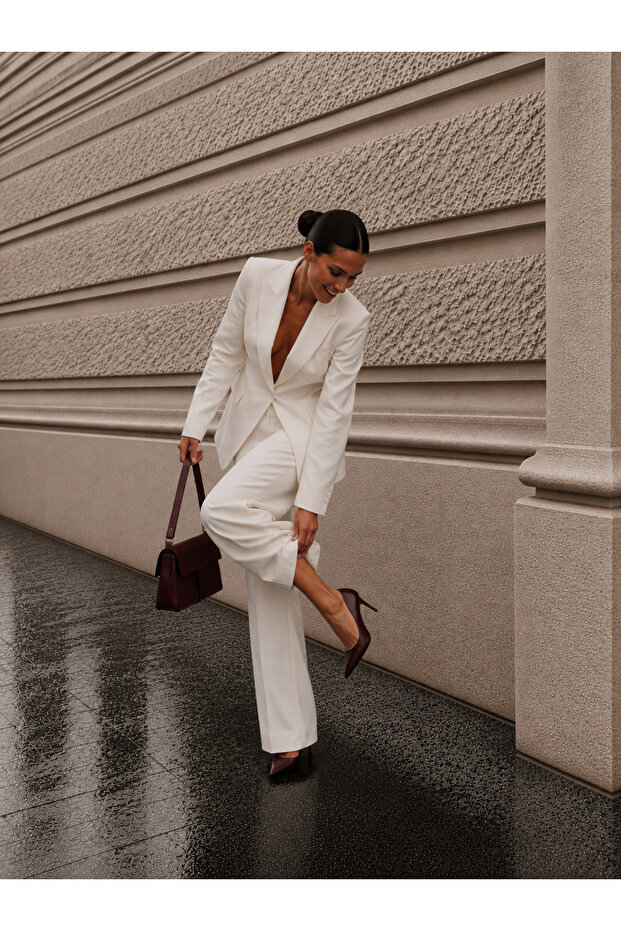 Blazer Suit Single Button Jacket Pants - 4