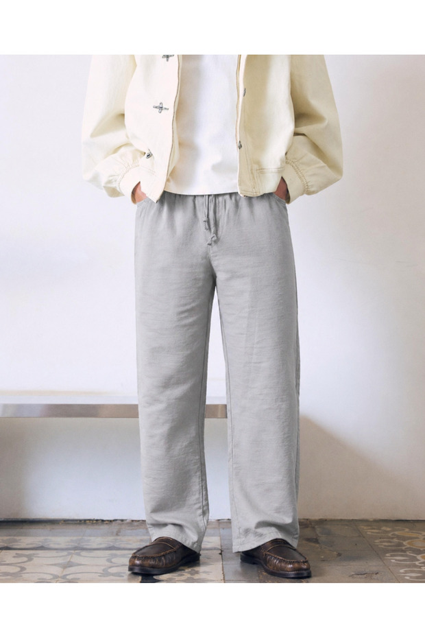 Men's Premium Comfort Loose Jogger Gray Linen Trousers