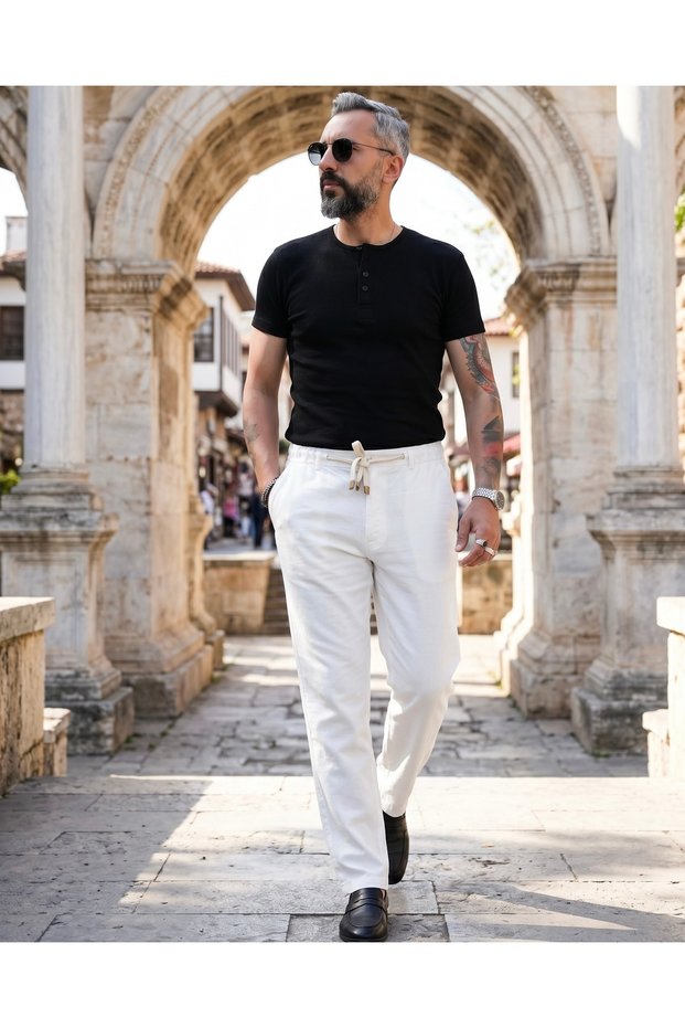 Men's Old Money Linen Regular Trousers