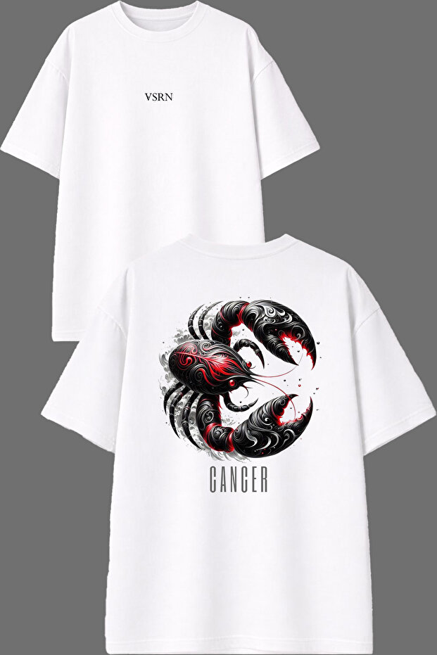 Cancer Design Front and Back Printed White Oversize T-Shirt