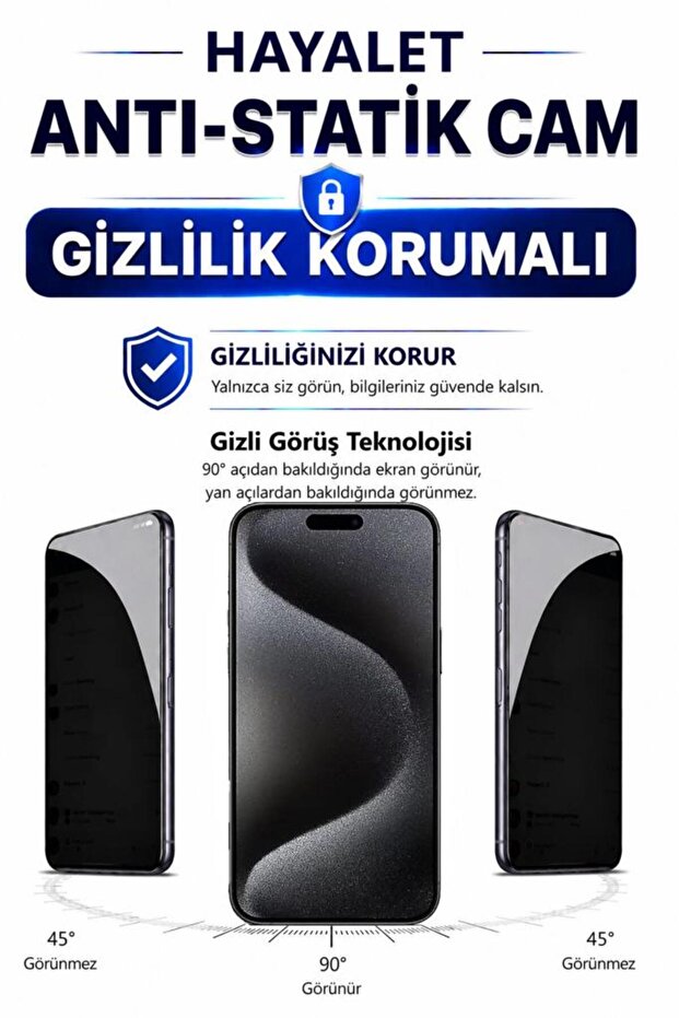واقي شاشة زجاجي للخصوصية متوافق مع iPhone 15 Pro، زجاج مقسى 9H غير مرئي من الجوانب