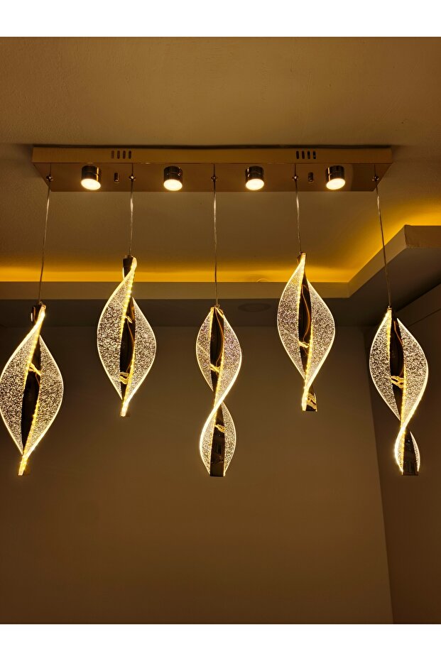 Led Avize 5 lı Yaprak